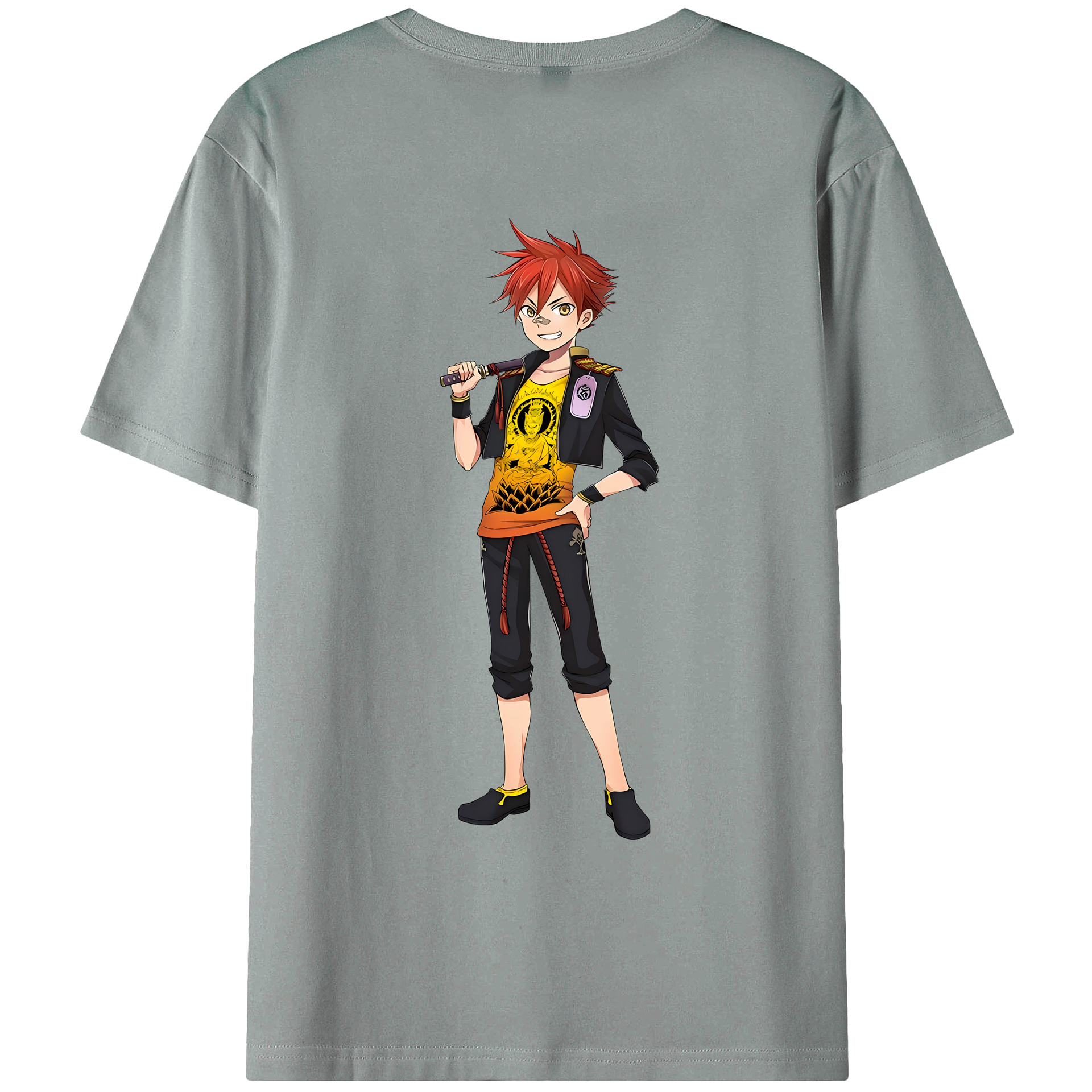 （画像用） 刀剣乱舞 Touken Ranbu 綿100％ メンズ半袖Tシャツ（バックプリント） 通気性